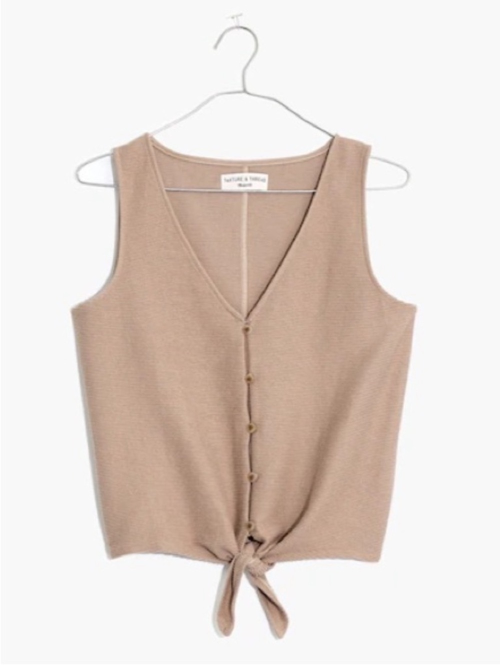 Madewell Tie-Front Knit Tank Top / Vest - Tan
